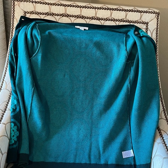 Isaac Mizrahi Live Teal Turquoise Cotton Cardigan Button Front Sweater - Picture 10 of 14